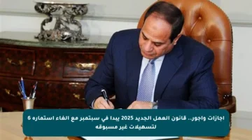 إجازات وأجور.. قانون العمل الجديد 2025 يبدأ في سبتمبر مع إلغاء استمارة 6 لتسهيلات غير مسبوقة